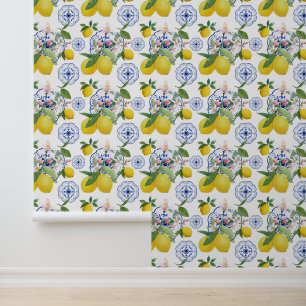 Papier Peint Aquarelle Italienne Carrelage Citron Motif