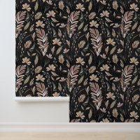 Aquarelle moderne en terre cuite Feuilles Noir