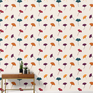 Papier Peint Aquarelle Motif Ginkgo Leaf Automne Couleurs d'aut