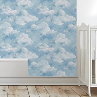 Aquarelle Nuages bleu doux