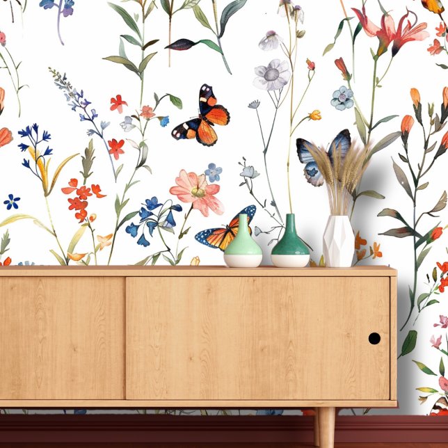 Papier Peint Aquarelle Papillon floral (Créateur téléchargé)