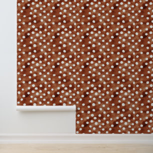 Papier Peint Aquarelle Pointe Polka dans Café Brown et blanc