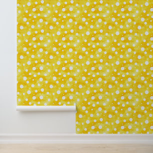 Papier Peint Aquarelle Polka Dot - Terre Jaune et Blanc (2)