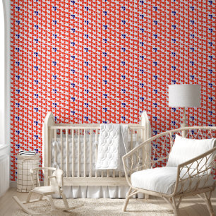 Papier Peint Aquarelle SHRIMP Motif Orange Blue Nursery