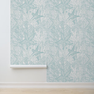 Papier Peint Aquarelle sous-marine Plantes Starfish Aqua Coasta