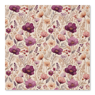 Papier Peint Aquarelle Terre Tone Ressort Floral Magenta Rose