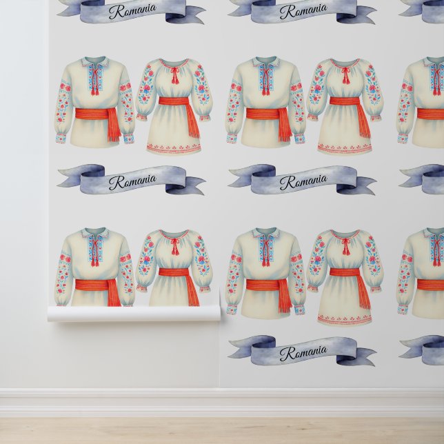 Papier Peint Aquarelle traditionnelle roumaine (Application)