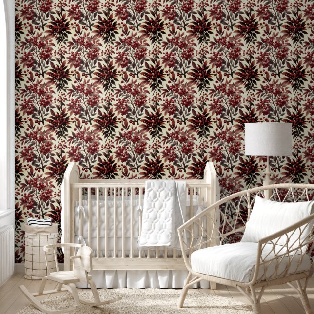 Papier Peint Aquarelle Winterberry Géométrique (Enfants)