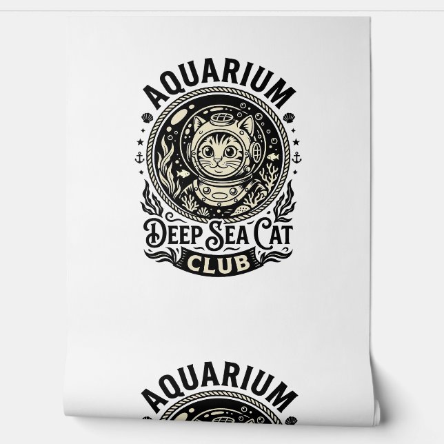 Papier Peint Aquarium Chat de mer profond Graphique de chat drô (Déroulement)