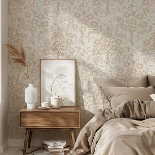 Papier Peint Arbre orange blanc vintage Acanthus Feuille