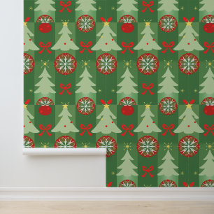 Papier Peint Arbres de Noël et ornements Motif