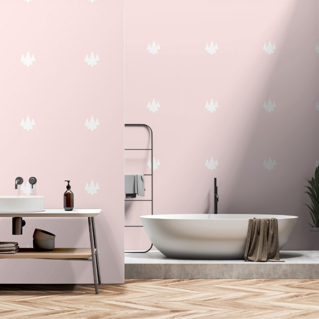 Papier Peint Arbres rose pâle (Salle de bain)