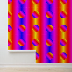 Papier Peint Arc-en-ciel Couleur néon rayure et Motif circulair