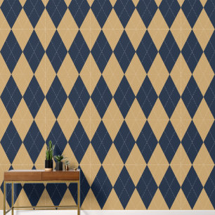 Papier Peint Argyle Classique Prépa Navy et Kaki