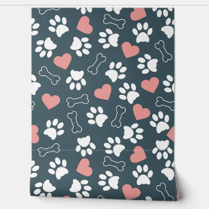 Papier Peint Arrière - plan Motif Pawprints Hearts