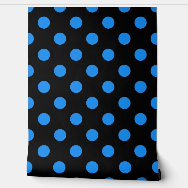 Papier Peint Arrière - plan noir Pois bleus (Déroulement)