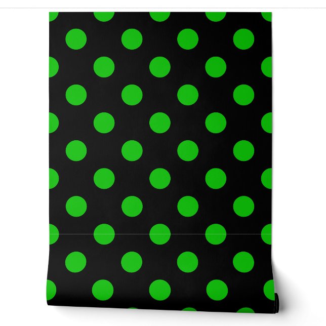 Papier Peint Arrière - plan noir Pois verts (Déroulement)