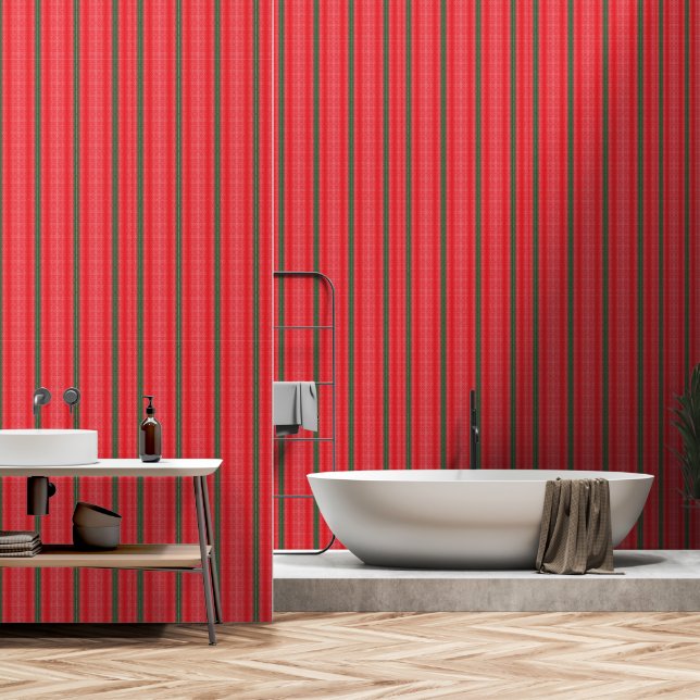 Papier Peint arrière - plan rayé rouge et vert (Salle de bain)