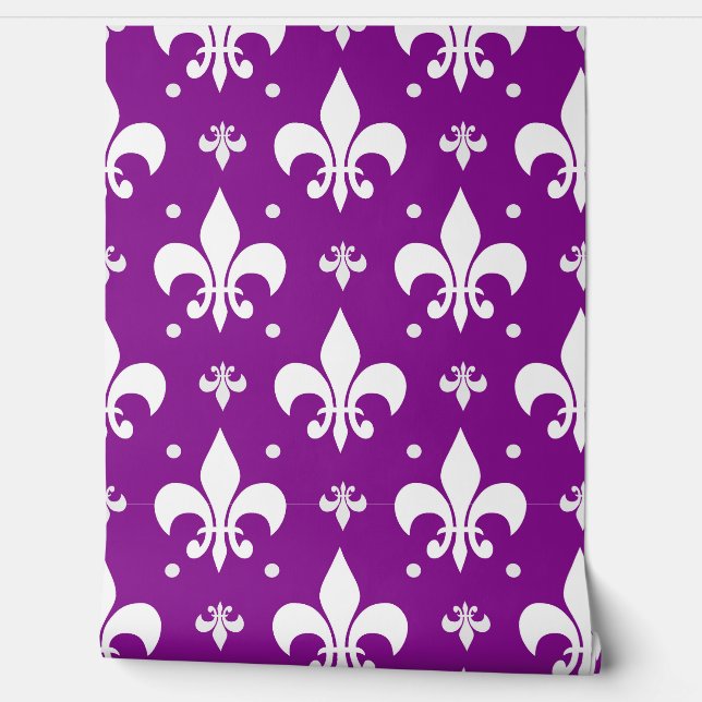 Papier Peint Arrière - plan violet Fleur-de-lis Design Motif (Déroulement)