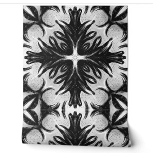 Papier Peint Art Abstrait Gothique Floral Noir Et Blanc