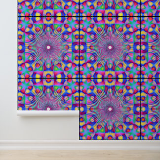 Papier Peint Art de mandala de plume de paon coloré abstrait