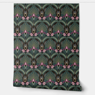 Papier Peint Art Deco Green and Black