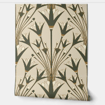 Art Deco Lotus - Scallop Lotus - Brown & Green