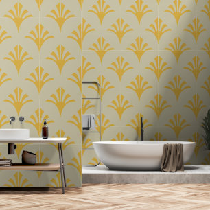 Papier Peint Art Déco Motif 2002 - Déco Gold sur Off-White