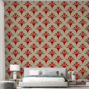 Papier Peint Art Déco Motif 2002 - Milano Red sur Off-White