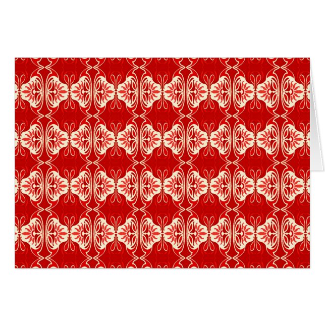 Papier peint Art Déco motif - rouge et blanc (Devant horizontal)
