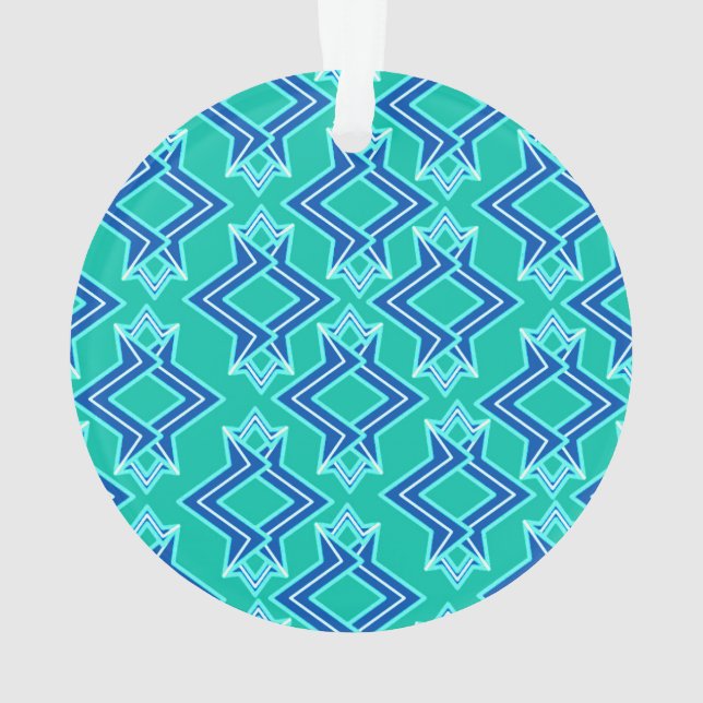 Papier peint Art Déco Motif, Turquoise et Cobalt (dos)