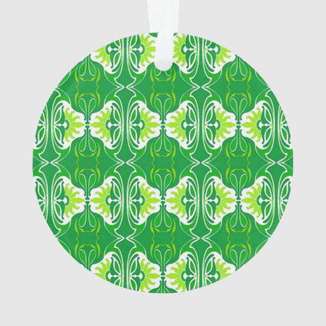 Papier peint Art Déco motif - vert et blanc (dos)