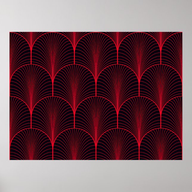 papier peint art déco rouge et noir vintage (Devant)