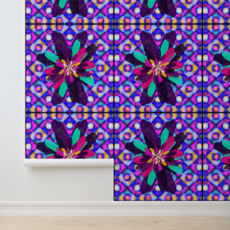 Papier Peint Art mandala floral rétro coloré abstrait