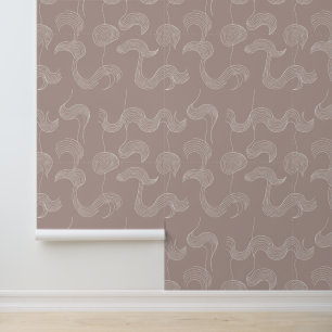 Papier Peint Art minimaliste de ligne Wavy sur Mauve