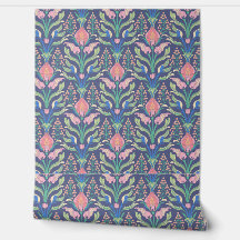 Art Nouveau floral bleu rose pastel
