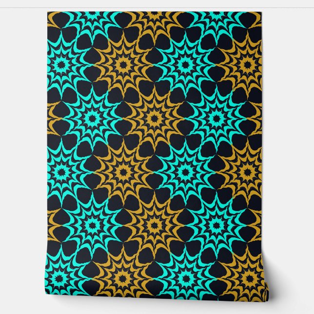 Papier Peint Art Nouveau Hex Star Pattern  (Déroulement)