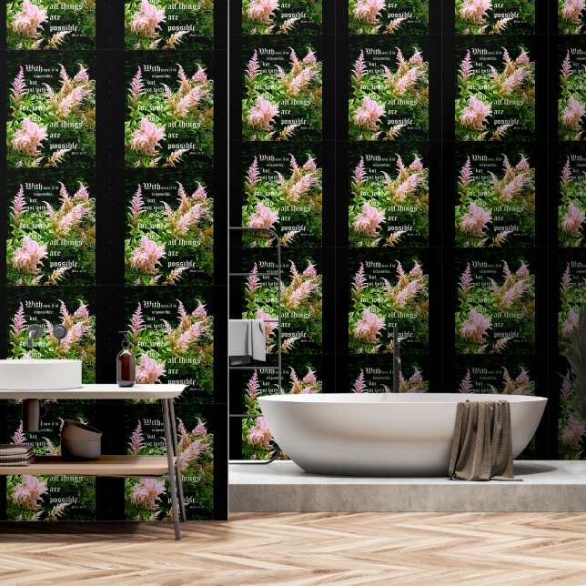Papier Peint Astilbe avec Mark 10:27 (Salle de bain)