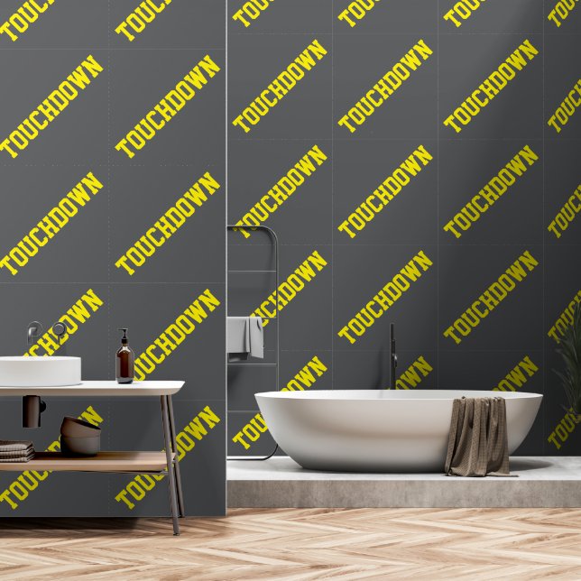 Papier Peint Athletic Slant Jaune TOUCHDOWN Sur Gris Sportif (Salle de bain)