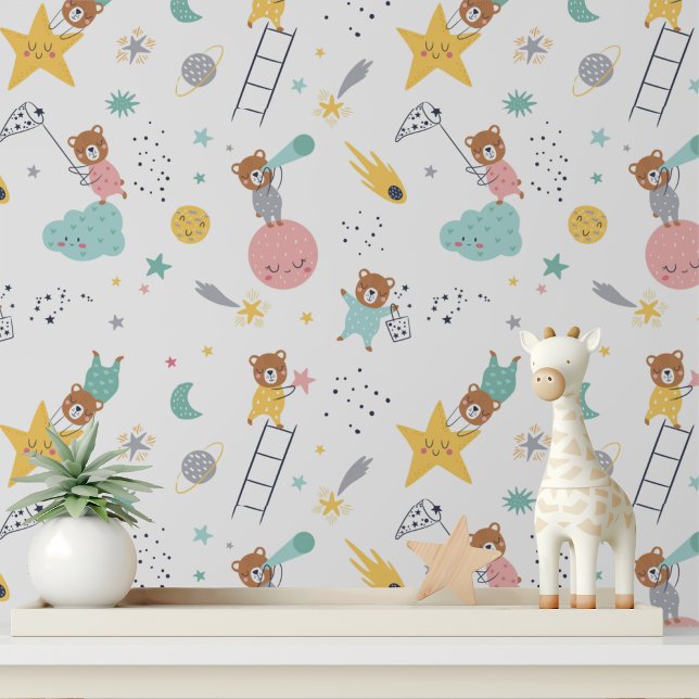 Papier Peint Atteindre Pour Les Étoiles Petit Ours Motif Enfant (Créateur téléchargé)