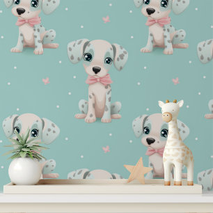 Papier Peint Autocollant pour Nurserie avec Chiots