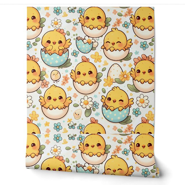 Papier peint autocollant poussin de Pâques Kawaii (Déroulement)