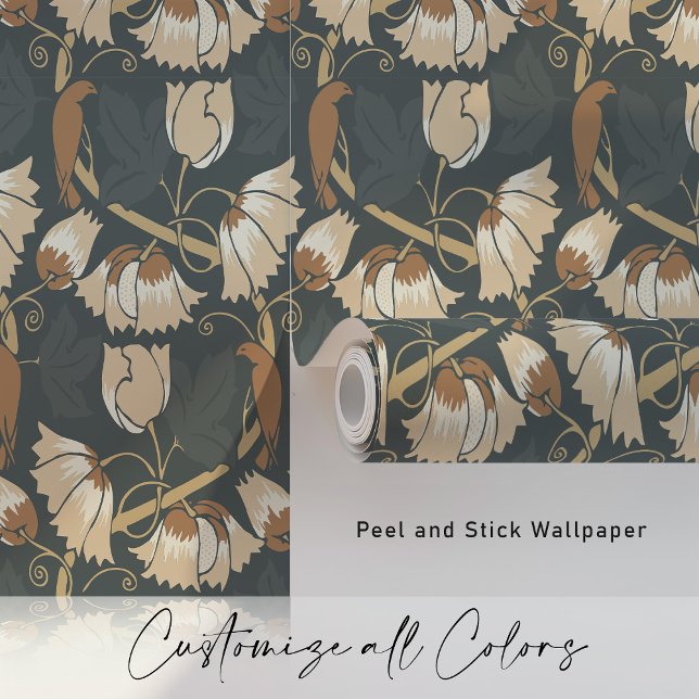 Papier Peint Automne Elégance Oiseaux et vignes (Créateur téléchargé)