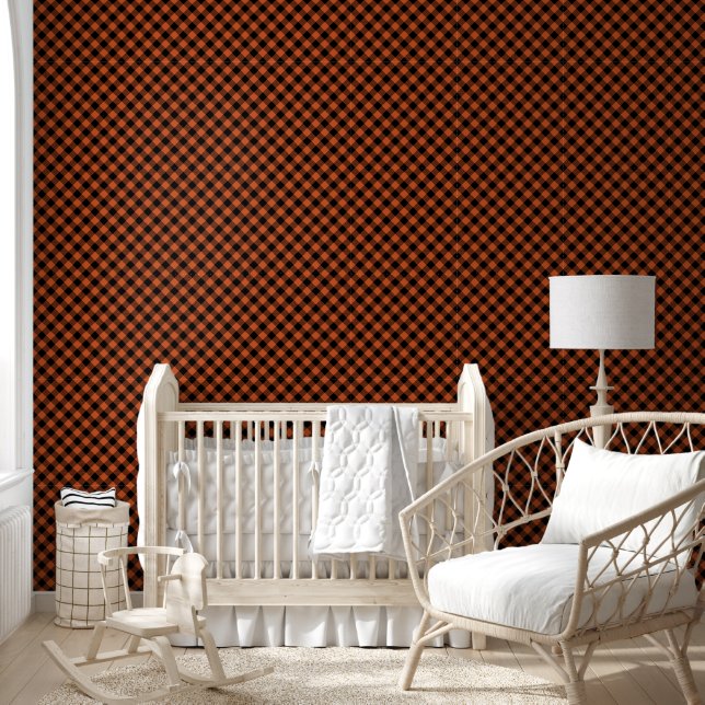 Papier Peint Automne Orange Buffalo Plaid Grid Motif moderne (Enfants)