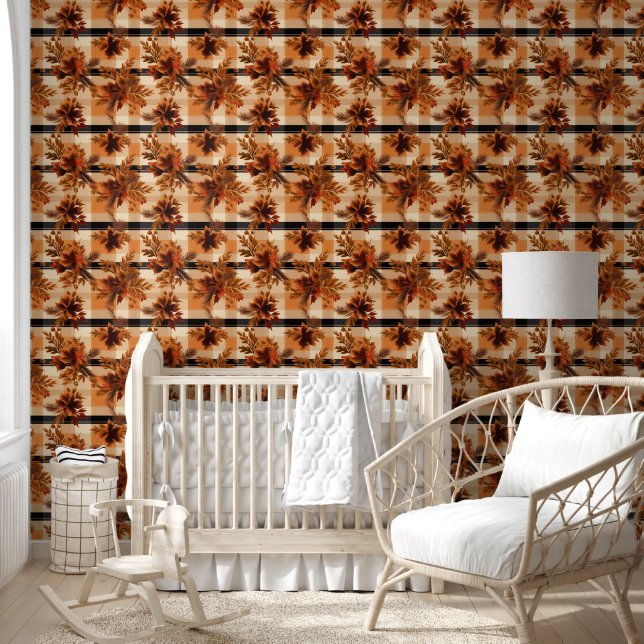Papier Peint Automne Plaid Confortable Automne Design Motif (Enfants)