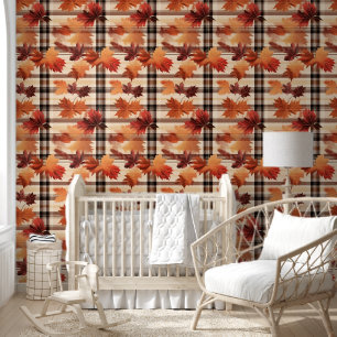 Papier Peint Automne Plaid Confortable Automne Design Motif