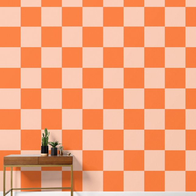 Papier Peint Automne Rétro Automne Orange Tartan Plaid (Couloir)