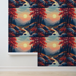 Papier Peint Autumn Mountain Twilight : Un paysage numérique