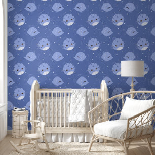 Papier Peint Baby Boy Blue Pufferfish