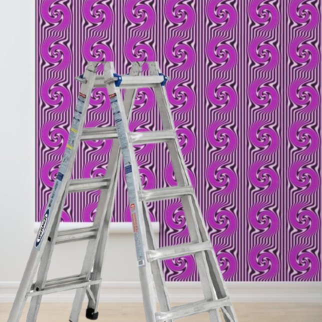 Papier Peint Baguette Peel Stick Rose Noir Blancs (Pink Black White Stripes Swirls Peel Stick Wallpaper)